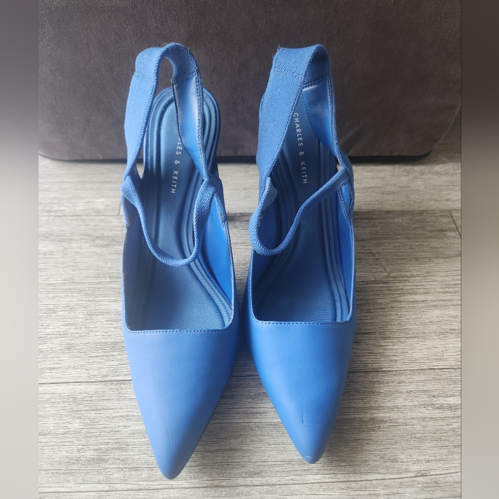 Charles & Keith Blue Slingback Heels